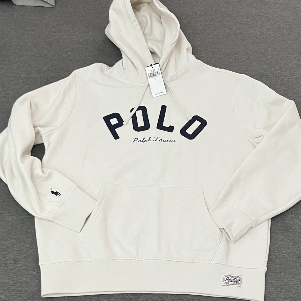 Polo by Ralph Lauren Cream Hoodie with navy blue Logo